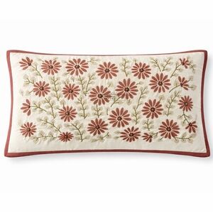 Company Store Holiday Fall Ditsy Floral Embroidered Lumbar Pillow Cover 12x21